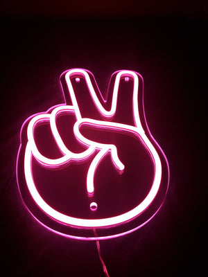 Peace Fingers - Positivity Neon Sign