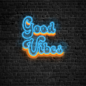 Good Vibes Neon Sign - 70's Home Decor - Custom Neon Sign for your Den or Man Cave