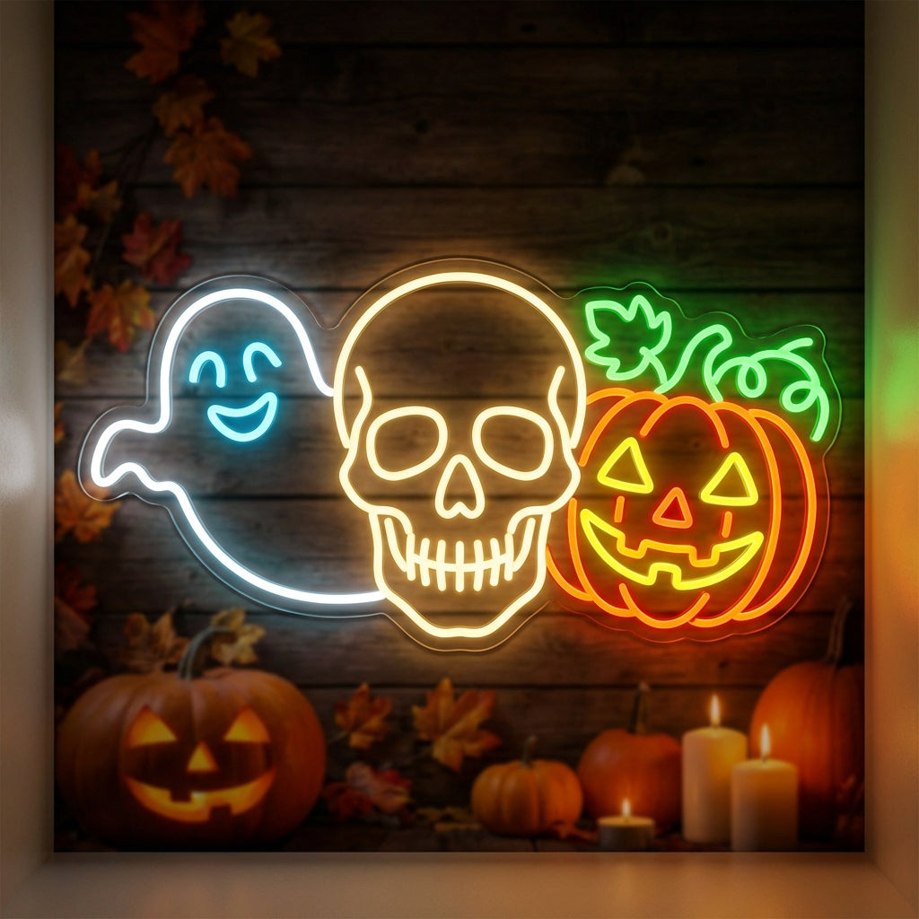 Ghost Skull Pumpkin Fall LED Neon Sign design
