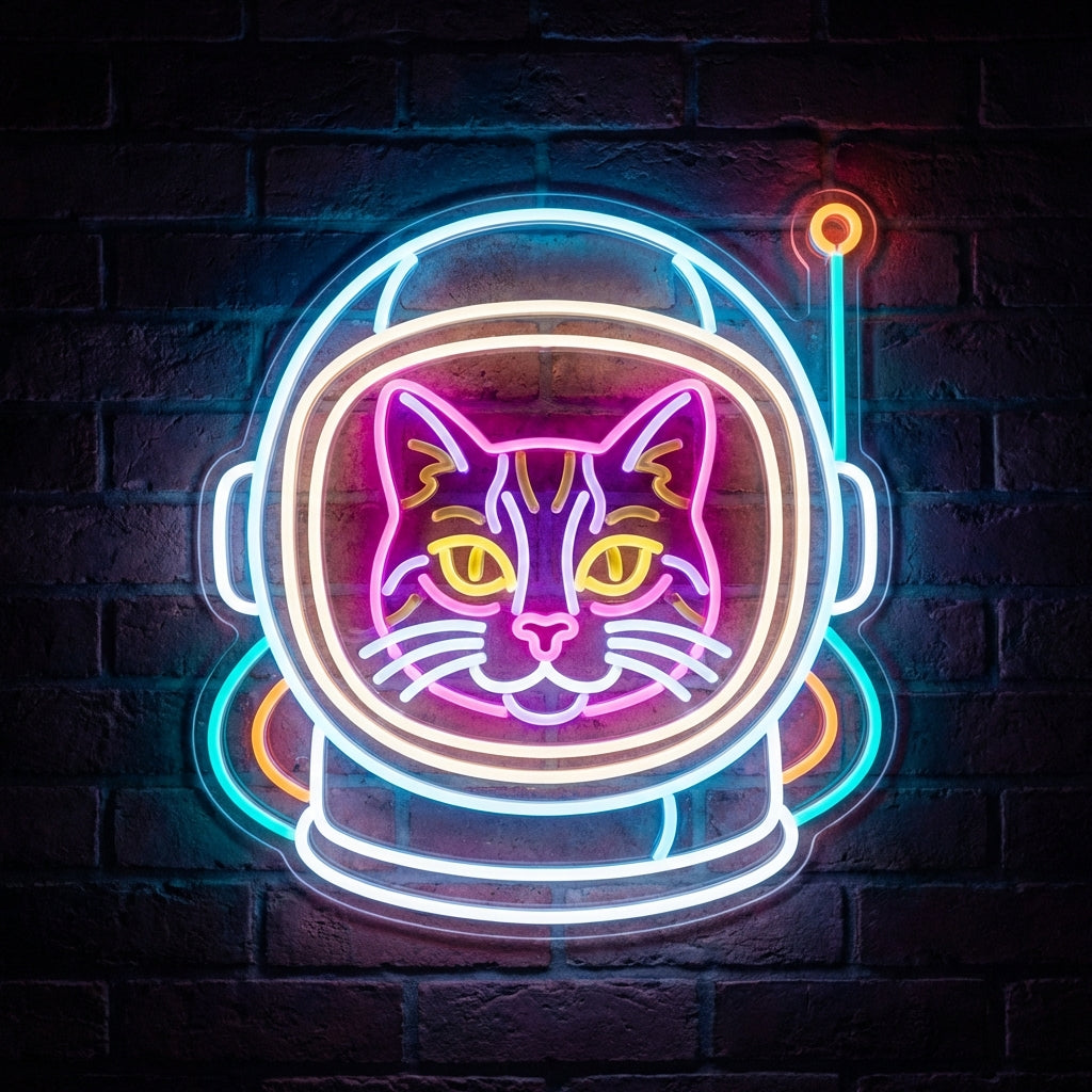 Astronaut Cat Helmet LED Neon Sign design