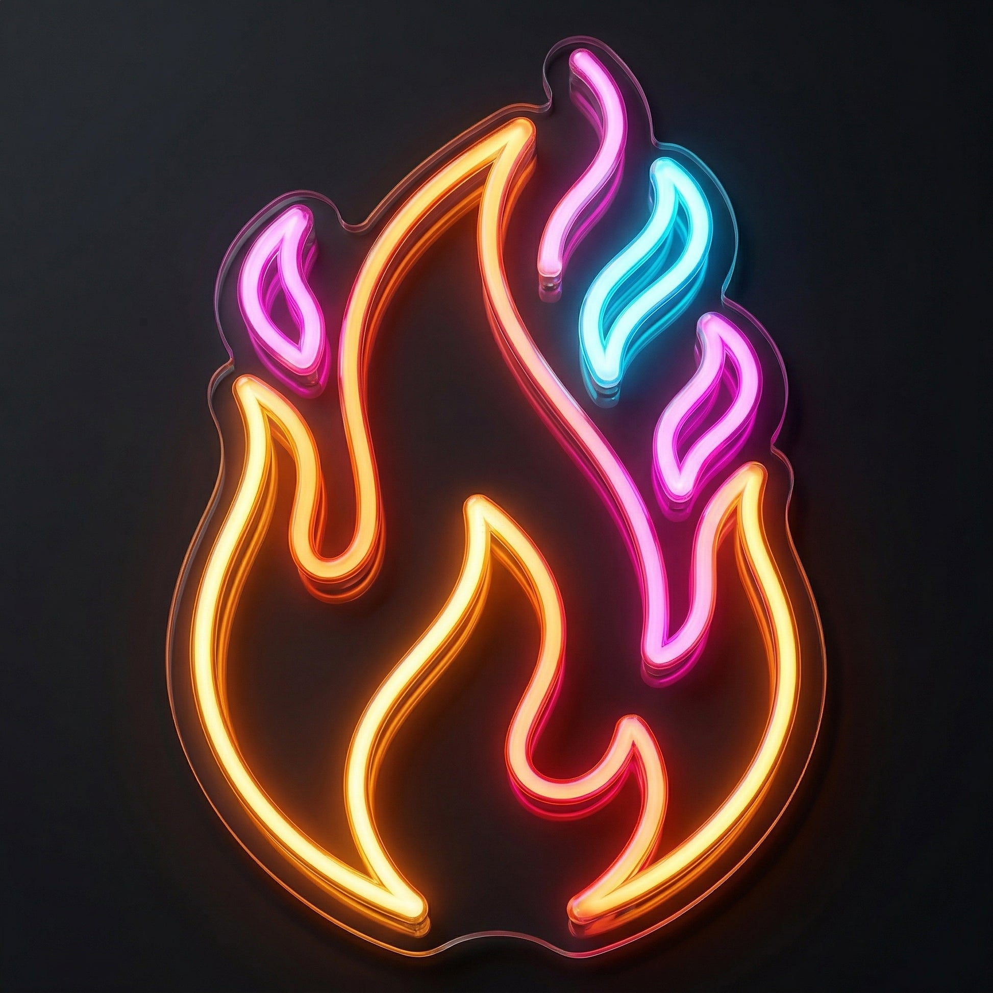 Abstract Flame LED Neon Sign on dark background
