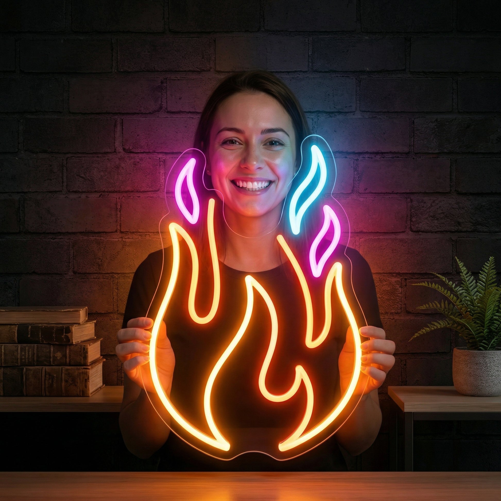 Abstract Flame LED Neon Sign lifestyle photo - person holding the sign