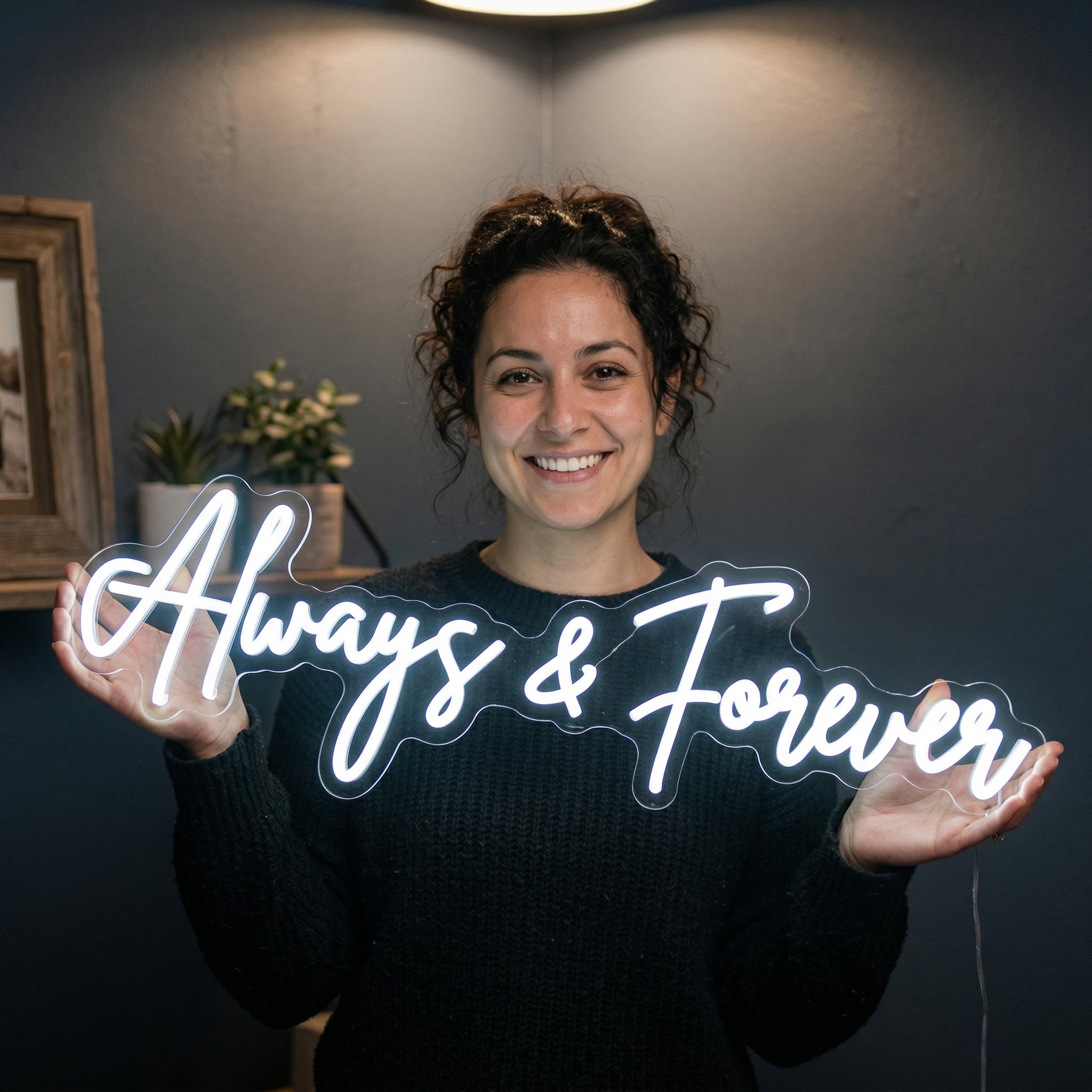 Always & Forever Neon Sign lifestyle photo - person holding the sign