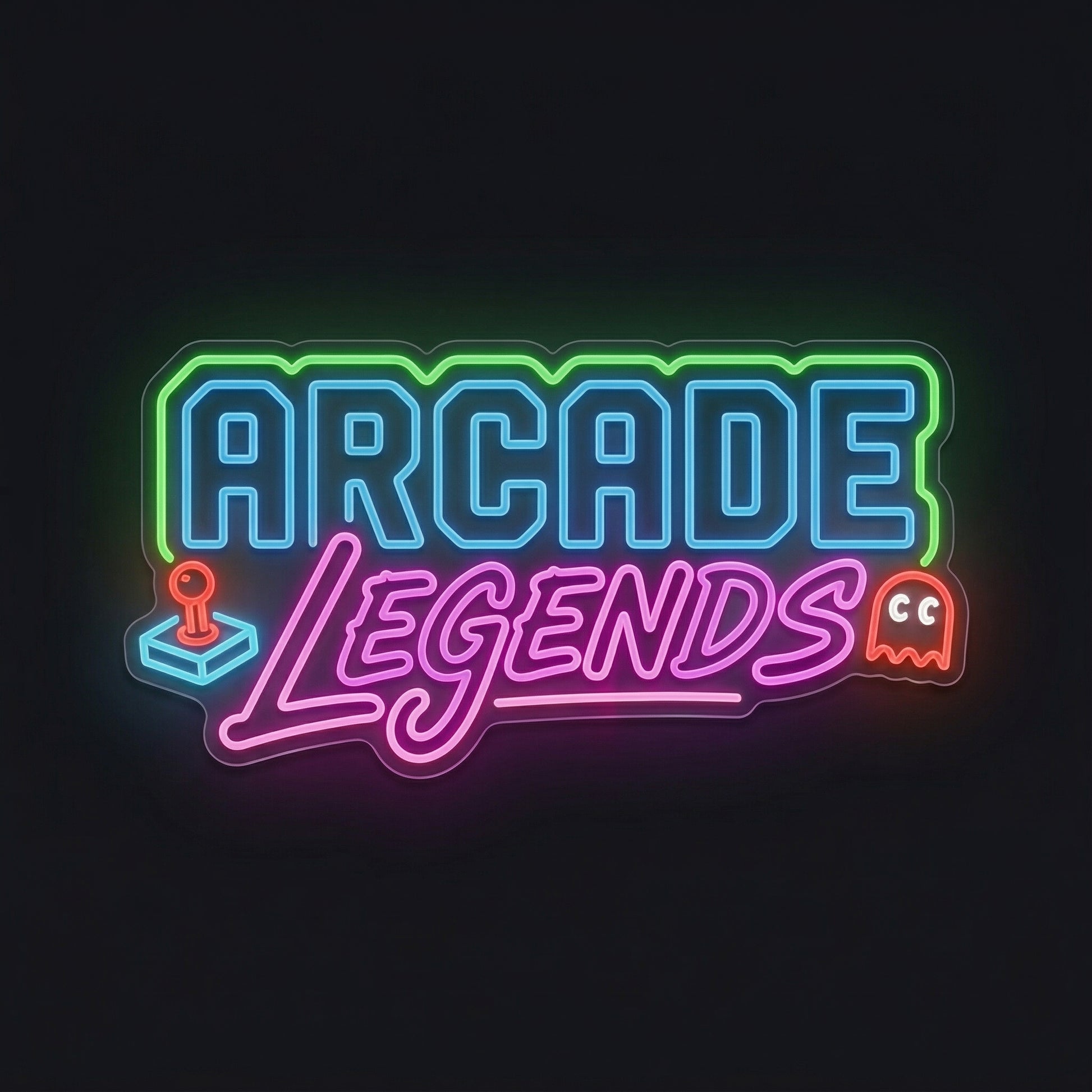 Arcade Legends LED Neon Sign on dark background