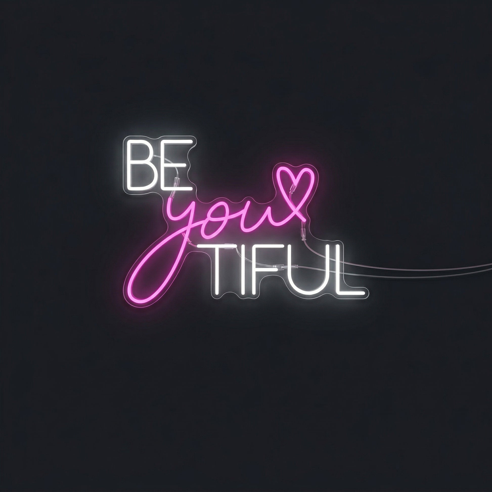 Be-You-Tiful Neon Sign on dark background