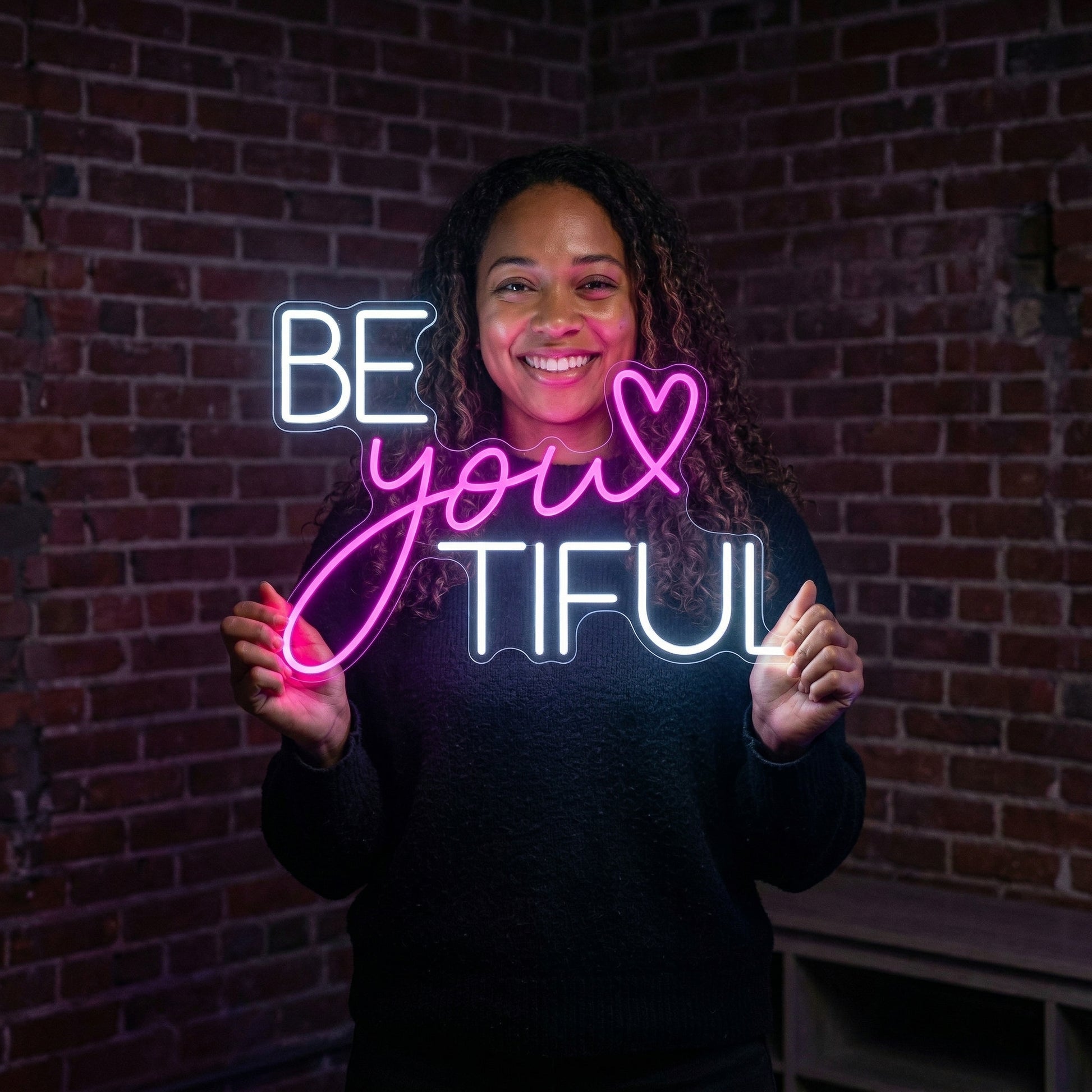 Be-You-Tiful Neon Sign lifestyle photo - person holding the sign