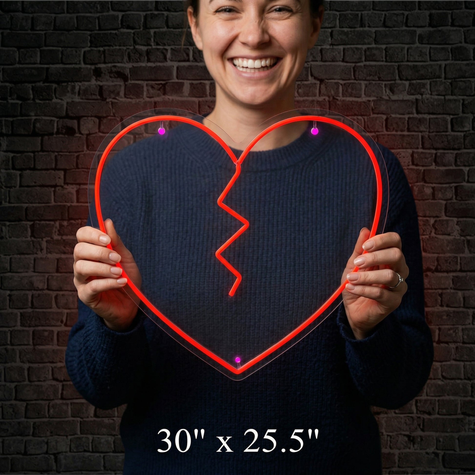Broken Heart Neon Sign lifestyle photo - person holding the sign