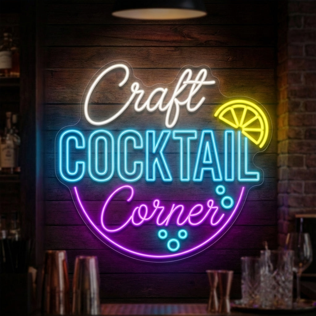 Craft Cocktail Corner LED Neon Sign