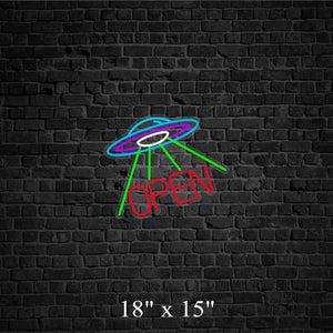 UFO Open Neon Sign