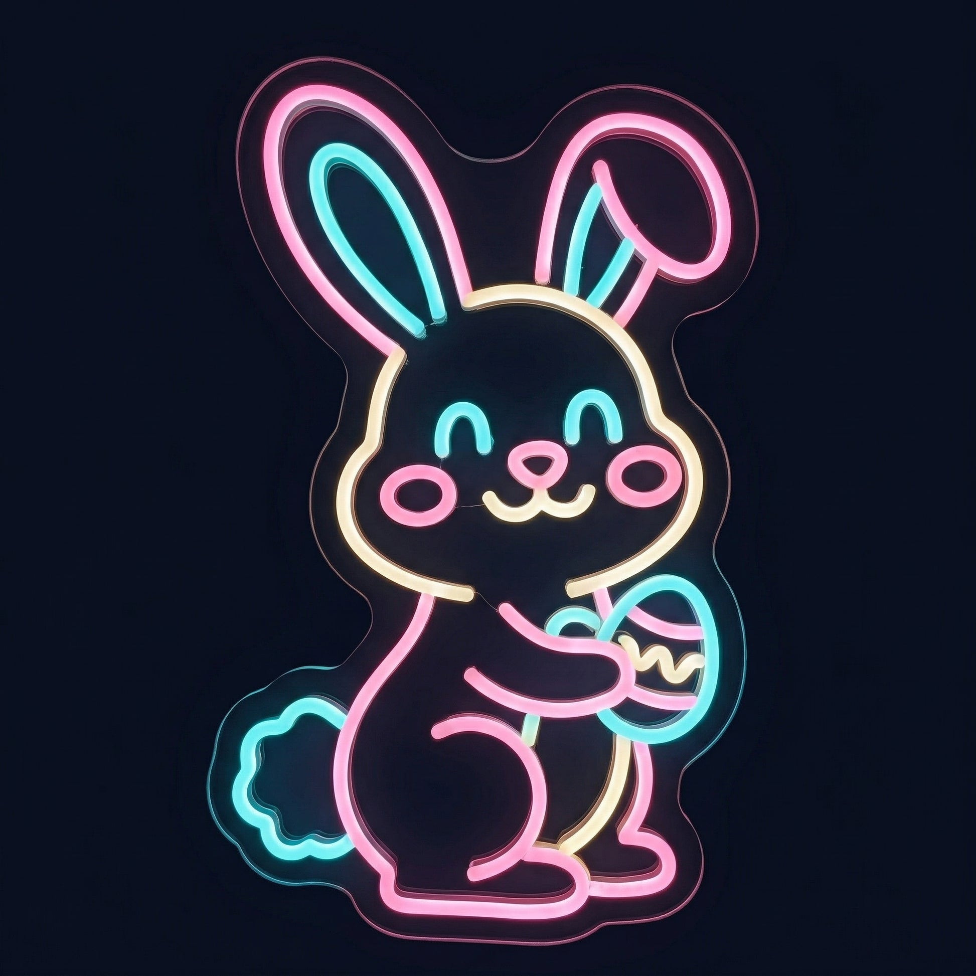 Bunny Neon Sign on dark background