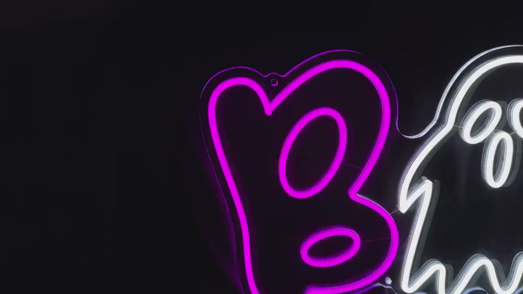 Halloween BOO LED Neon Sign - Ghost & Pumpkin Design, Spooky Home Decor, Unique Halloween Light, Handcrafted Seasonal Art