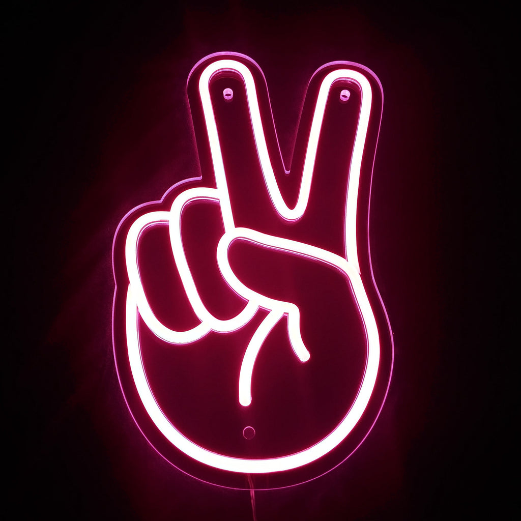 Peace Fingers Neon Sign