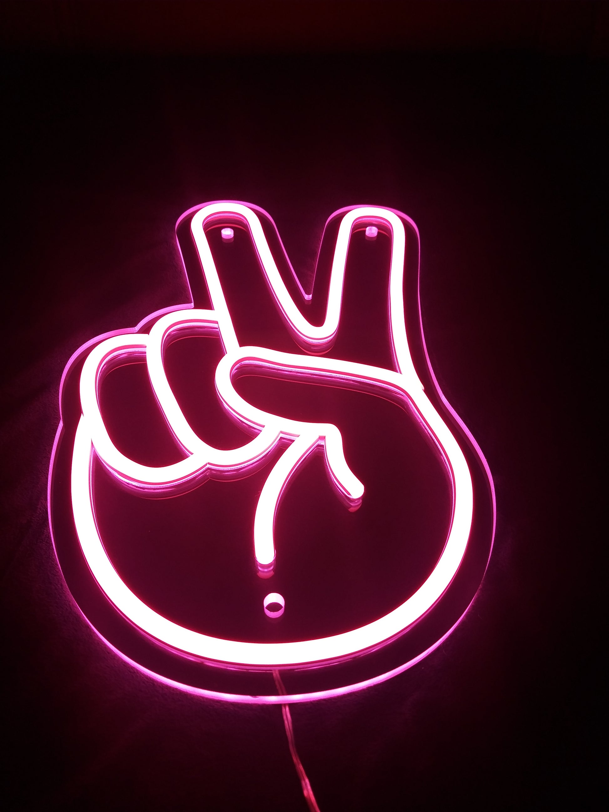 Peace Fingers Neon Sign