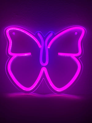 Butterfly Neon Sign - Custom Color Butterfly Girls Room Neon Sign - LED Neon Signs