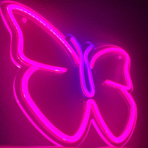 Butterfly Neon Sign - Custom Color Butterfly Girls Room Neon Sign - LED Neon Signs