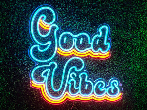 Good Vibes Neon Sign - 70's Home Decor - Custom Neon Sign for your Den or Man Cave