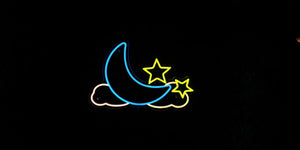 Baby or Kids Nightlight Neon Sign - Home Decor Neon Sign - Moon Stars and Clouds Light