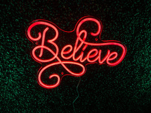 Believe Holiday Santa Neon Sign - Custom Neon Sign For The Holidays