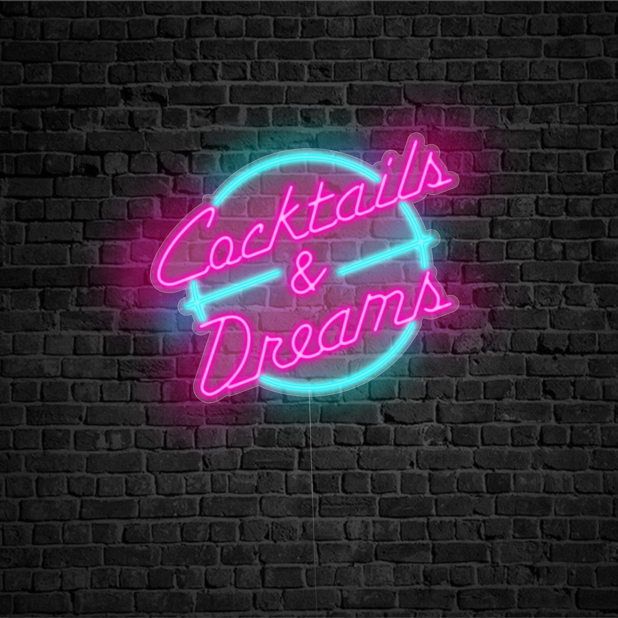 Cocktails & Dreams Neon Sign, Retro 80's Bar Neon Sign, Arcade or Man-cave LED Light, Custom Neon Signs