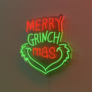 Merry Grinch-mas Neon Sign For The Holidays - Custom Holiday Decoration Sign