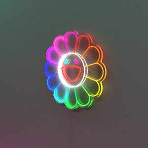Happy Sunflower Neon Sign for littel girls room, Peace, Love, and Happiness Emoji LED Neon Signs, Cute Art Gift for Her