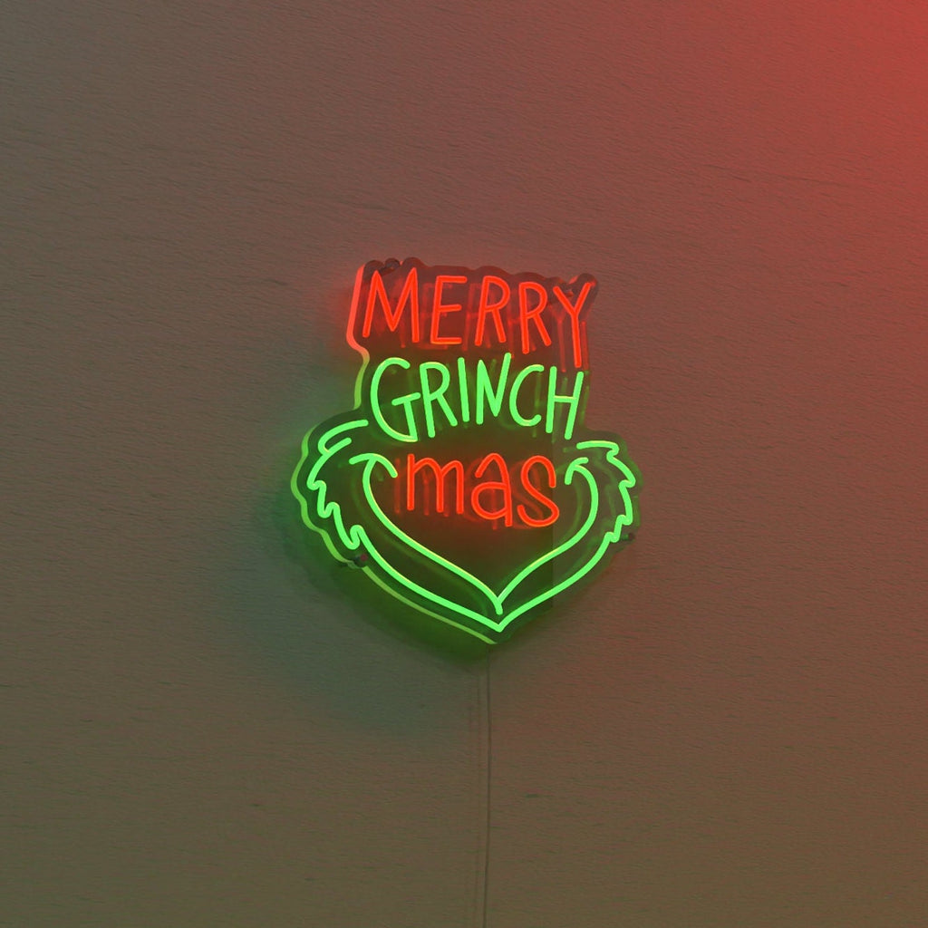 Merry Grinch-mas Neon Sign For The Holidays - Custom Holiday Decoration Sign