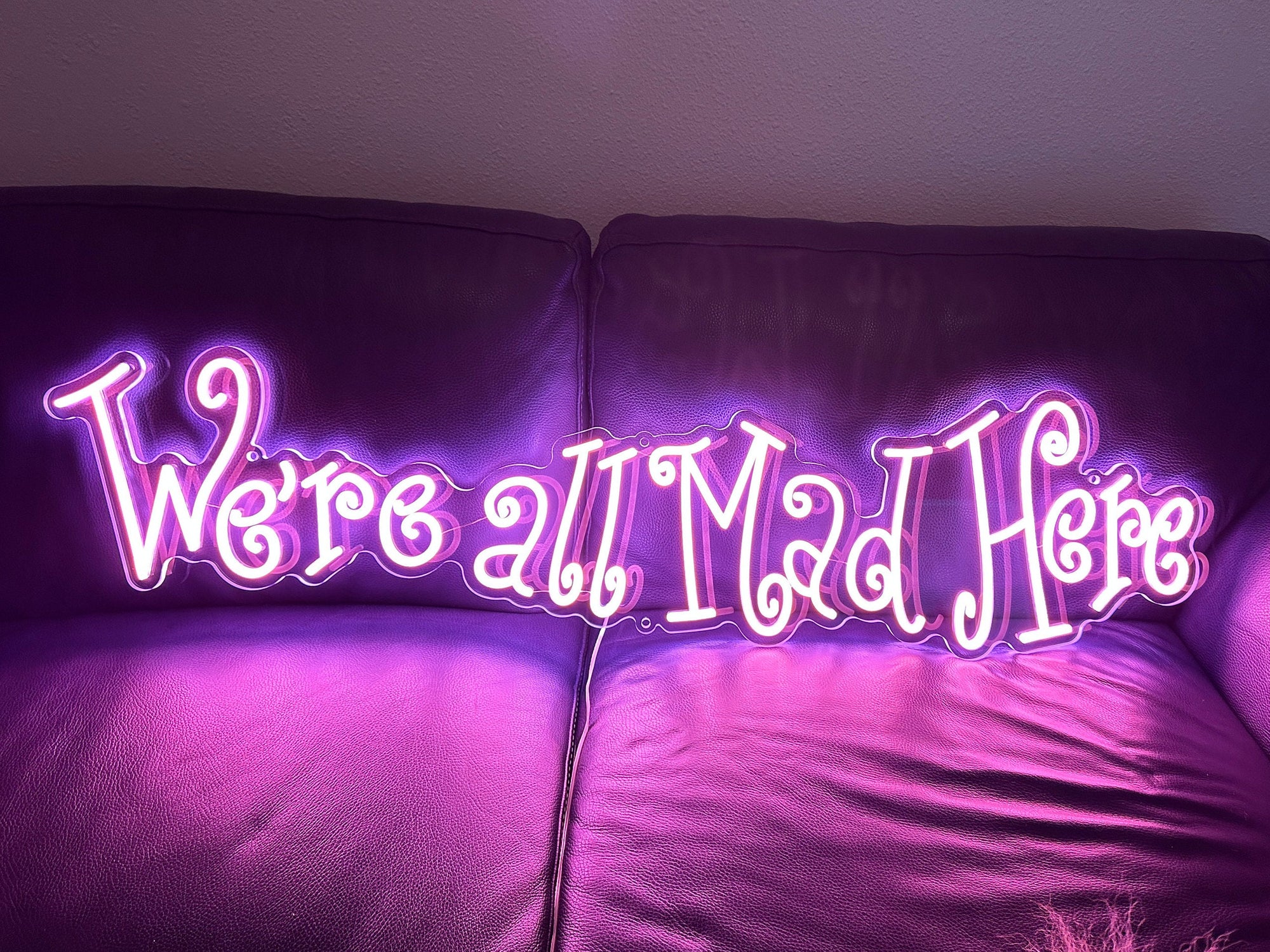 We're All Mad Here LED Neon Signs, Cute Home Decor Art Gift for Her, Wonderland