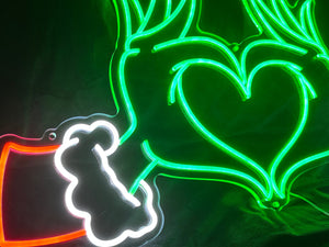 Grinch Heart Neon Sign For The Holidays - Custom Santa Fearless Heart Neon Sign