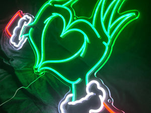Grinch Heart Neon Sign For The Holidays - Custom Santa Fearless Heart Neon Sign