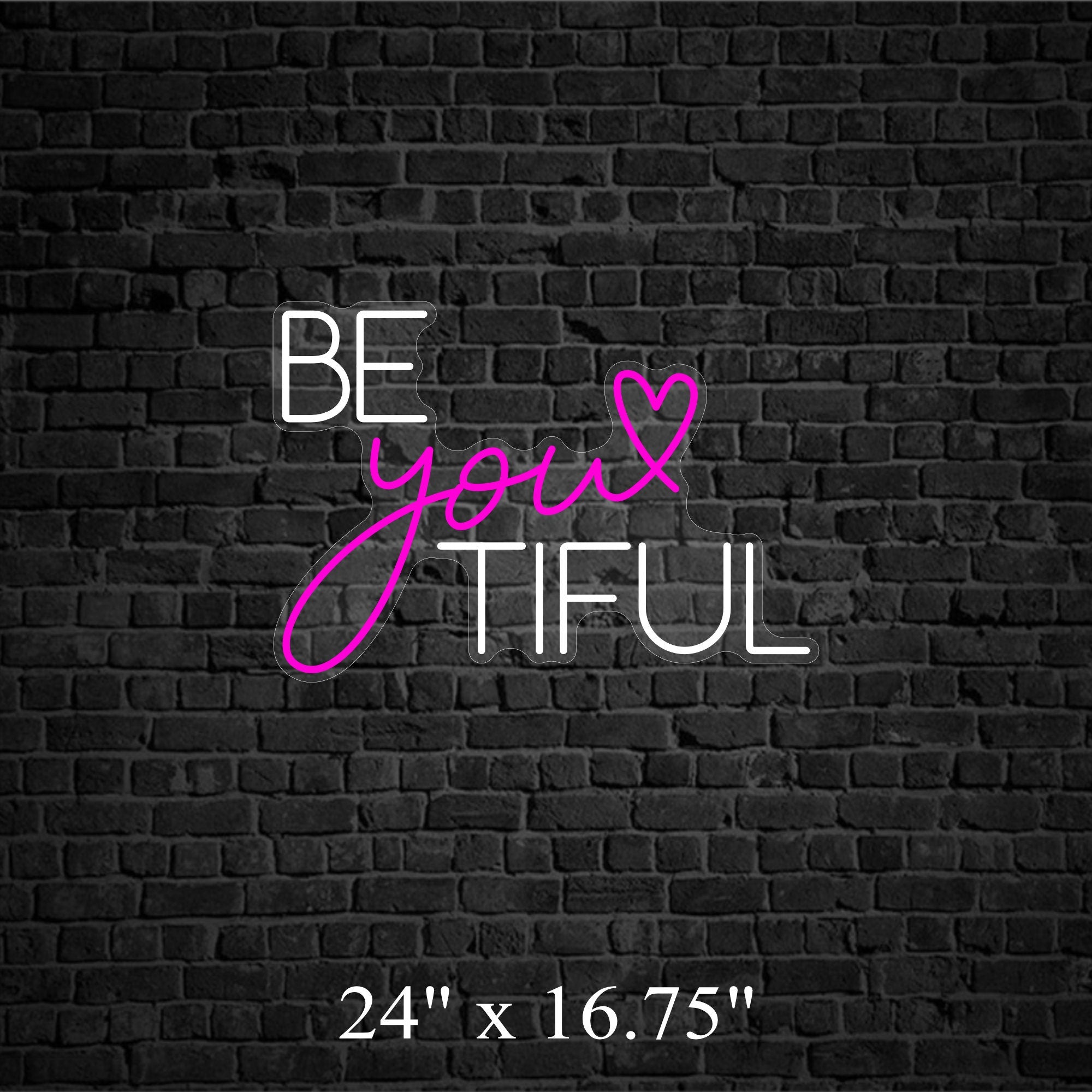Be-You-Tiful Love Neon Sign - Wedding, Anniversary, Valentines Gift, Inspirational Glow, Self-Love Reminder